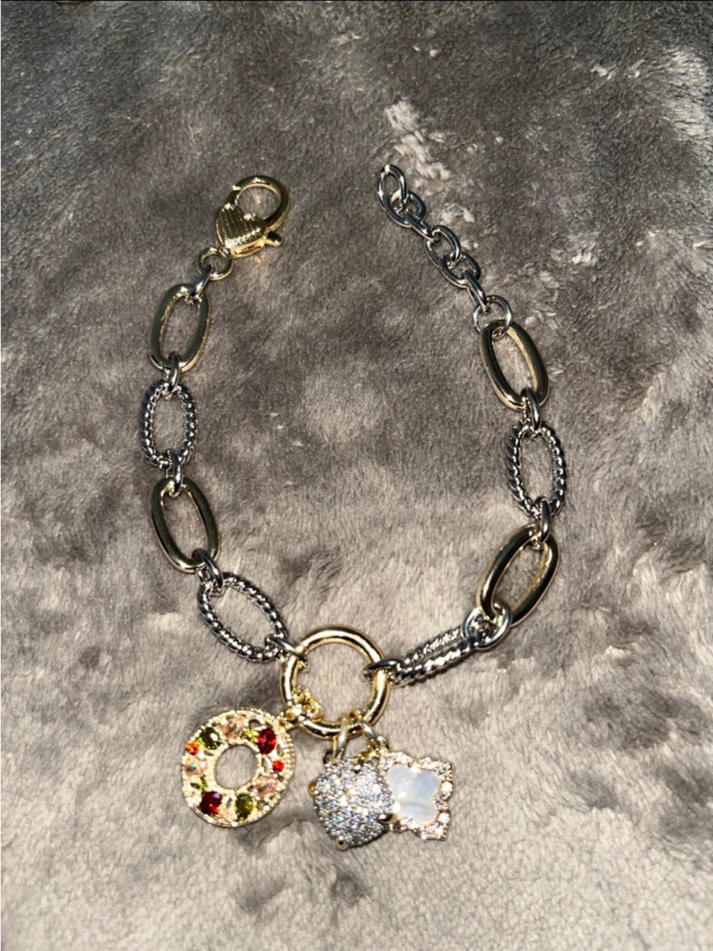 Two-Tone Gold & Silver Charm Bracelet